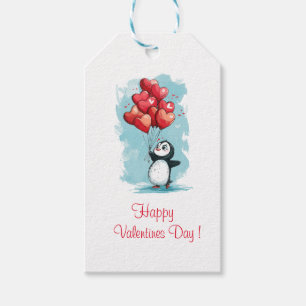 Etiquetas Para Regalos pingüino lindo en el amor de el día de San Valentí