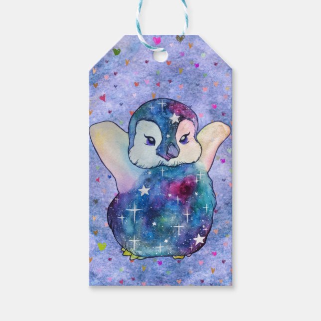 Etiquetas Para Regalos Pingüino llamado Button (Anverso)