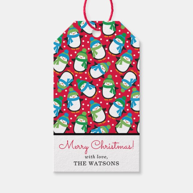 Etiquetas Para Regalos Pingüino personalizado (Anverso)