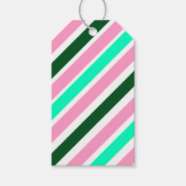 Etiquetas Para Regalos Pink and Green Christmas Candy Stripes 