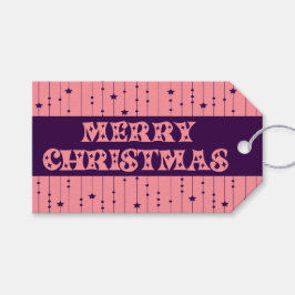 Etiquetas Para Regalos Pink and Purple Bright Stars Merry Christmas