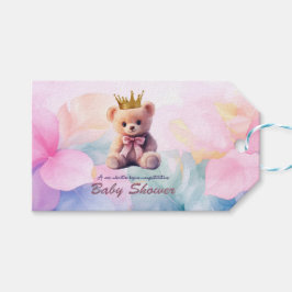 Etiquetas Para Regalos Pink Bear Gold Crown It's a Girl