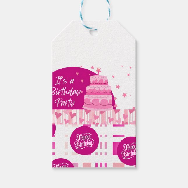 Etiquetas Para Regalos Pink Birthday Party (Anverso)