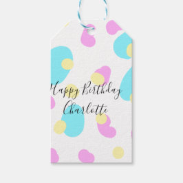 Etiquetas Para Regalos Pink blue yellowhappy birthday kids shapes abstrac