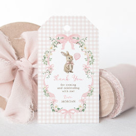 Etiquetas Para Regalos Pink Bow Bunny Rabbit Balloon Birthday Thank You