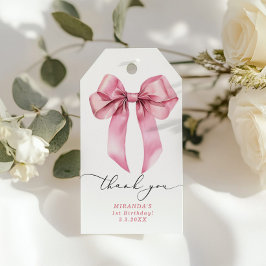 Etiquetas Para Regalos Pink Bow chica fiesta de cumpleaños gracias