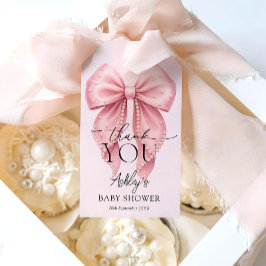 Etiquetas Para Regalos Pink Bow Girl Baby Shower Thank You