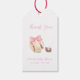 Etiquetas Para Regalos Pink Bow Pacifier Baseball Sport Girl Baby Shower