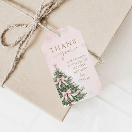 Etiquetas Para Regalos Pink Bow Pine Trees Winter Onederland 1st Birthday