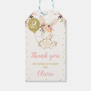 Etiquetas Para Regalos Pink Floral Bunny Gold Balloon Birday Gift Etiquet