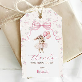 Etiquetas Para Regalos Pink Floral Coquette Bow Bunny 1st Birthday