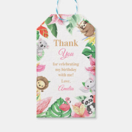 Etiquetas Para Regalos Pink Floral Safari Animals Girl Birthday