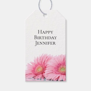 Etiquetas Para Regalos Pink Gerbera Daisies Elegante Fotografía Cumpleaño