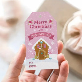 Etiquetas Para Regalos Pink Gingerbread House Merry Christmas Gift Tag