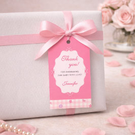 Etiquetas Para Regalos Pink Gingham Floral Bow Baby Shower Gift Tags