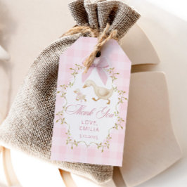 Etiquetas Para Regalos Pink Gingham Goose Birthday party