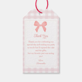 Etiquetas Para Regalos Pink Gingham Pink Bow Birday