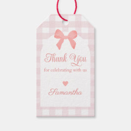 Etiquetas Para Regalos Pink Gingham Pink Bow Birday