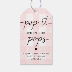 Etiquetas Para Regalos Pink Gingham Pop It Cuando Ella Pops Favorito Tag