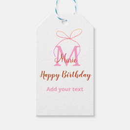 Etiquetas Para Regalos Pink glitter bow add name letter monogram birthday