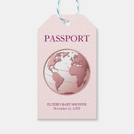 Etiquetas Para Regalos Pink Globe Passport Travel Baby Shower