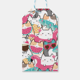 Etiquetas Para Regalos Pink Kawaii Cats Pool Party Favor o