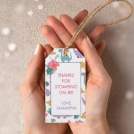Etiquetas Para Regalos Pink & Pastel Dinosaur Birthday Gift Tag