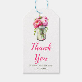Etiquetas Para Regalos Pink Peonies Mason Jar Cumpleaños