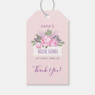 Etiquetas Para Regalos Pink Peonies Watercolor Brilla Shower