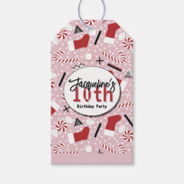 Etiquetas Para Regalos Pink Retro Christmas Peppermint Birthday