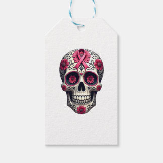 Etiquetas Para Regalos Pink Ribbon Sugar Skull Calavera Breast Cancer Awa