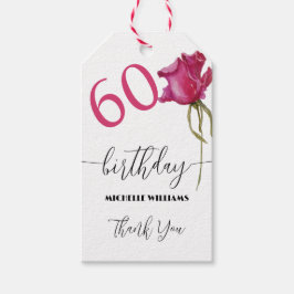 Etiquetas Para Regalos Pink Rose Watercolor Art Calligraphy Cumpleaños