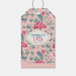 Etiquetas Para Regalos Pink Vintage Cottagecore Mushroom Birthday