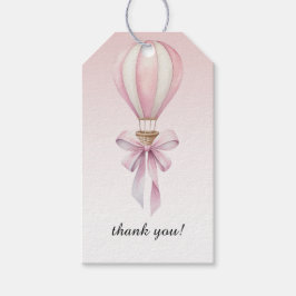 Etiquetas Para Regalos Pink Watercolor Hot Air Balloon Girl Baby Shower