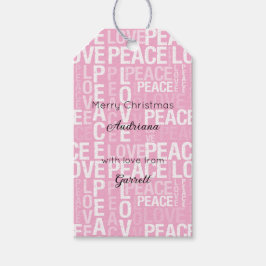 Etiquetas Para Regalos Pink White Peace Love Christmas
