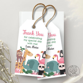 Etiquetas Para Regalos Pink Wild Animal 