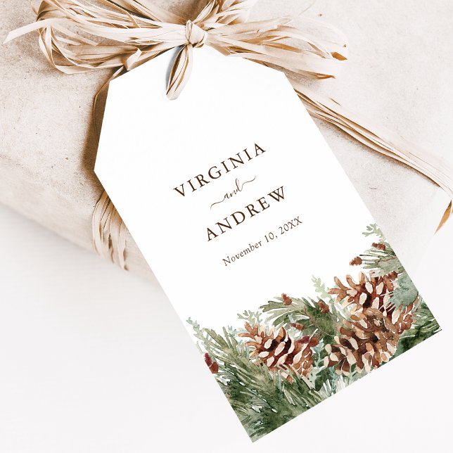 Etiquetas Para Regalos Pino elegante (Elegant Pine Greenery White Gift Tags by Painted Paperie
)