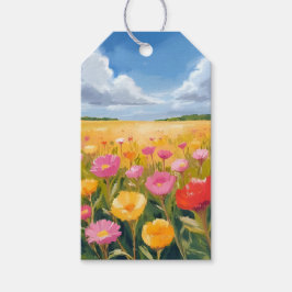 Etiquetas Para Regalos Pintura al Acuarela del Paisaje del Campo de Flore