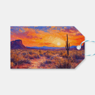 Etiquetas Para Regalos Pintura al óleo del atardecer del desierto