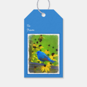 Etiquetas Para Regalos Pintura de amarre índigo - Arte de pájaro origin
