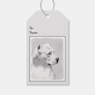 Etiquetas Para Regalos Pintura de Dogo Argentino - Arte original del perr