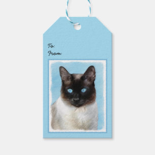Etiquetas Para Regalos Pintura de gato siamés - Arte de gato original lin