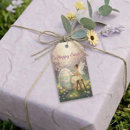 Etiquetas Para Regalos Pintura de huevo de hada de Pascua Primavera