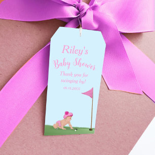 Etiquetas Para Regalos Pintura de niña bebé de golf Dulce Fiesta de Bebé
