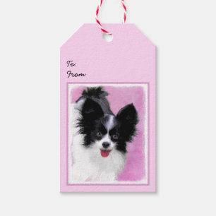 Etiquetas Para Regalos Pintura de Papillon (blanco y negro) - Arte de per