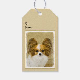 Etiquetas Para Regalos Pintura de Papillon (Hound Tri) - Arte original de