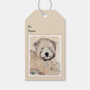 Etiquetas Para Regalos Pintura Terrier de Ruedas Recubiertas Blancas Arte
