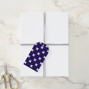 Etiquetas Para Regalos Pisos cruzados blancos sobre azul marino