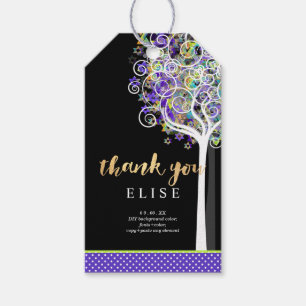 Etiquetas Para Regalos PixDezines Árbol de la Vida Bat Mitzvah/Morado