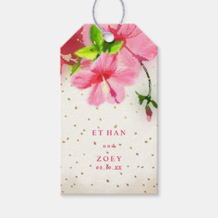 Etiquetas Para Regalos PixDezines hibisco hawaiano rosa/etiquetas de agra